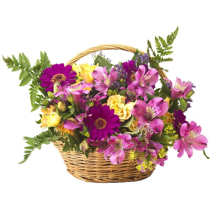 Roses and Peruvian lilies basket